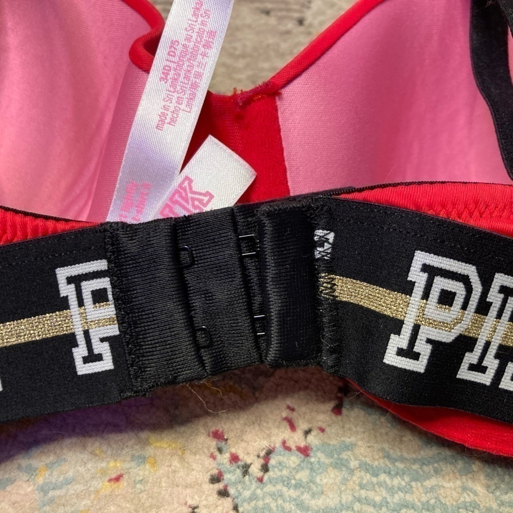 Victoria’s Secret Red And Black Lined Wear Everywhere T-Shirt Bra Size 34D - Picture 10 of 14